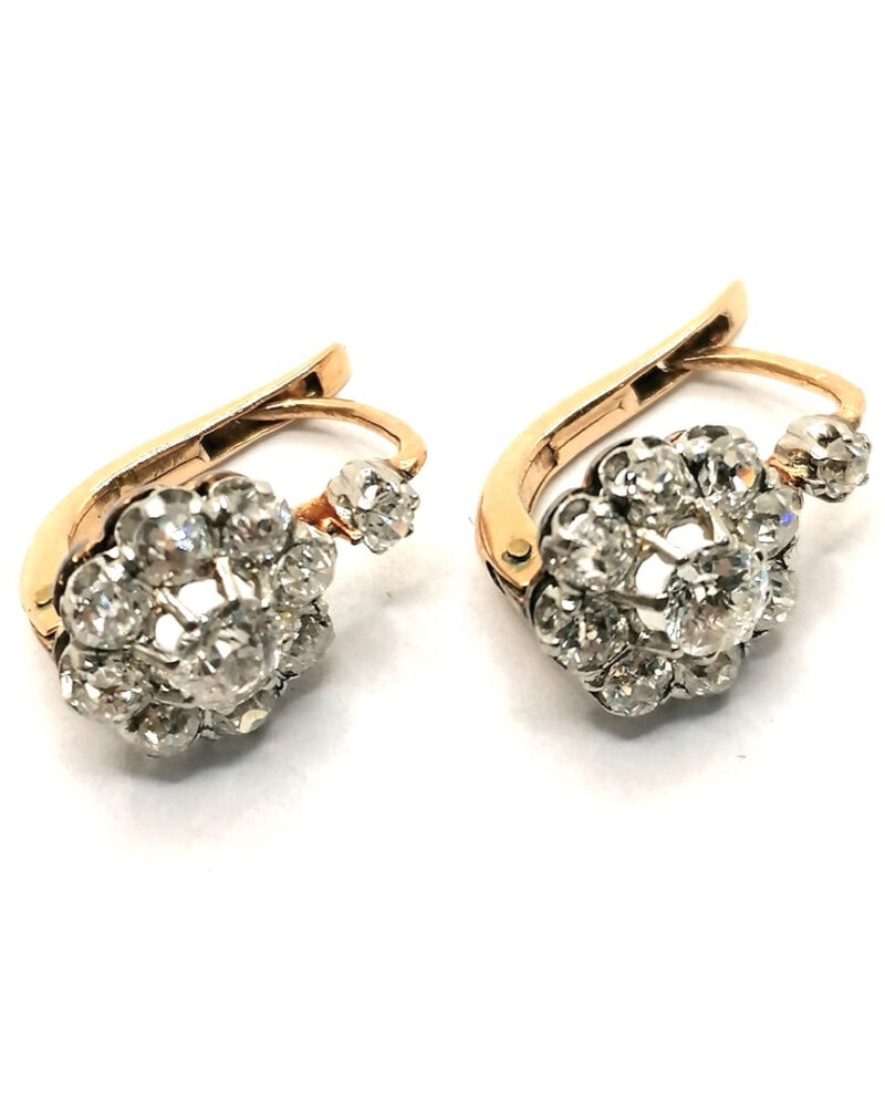 boucles d'oreilles pompadour diamants anciennes