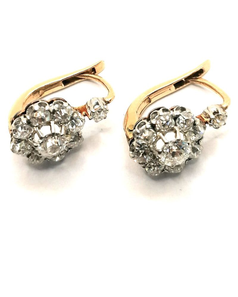 boucles d'oreilles pompadour diamants anciennes