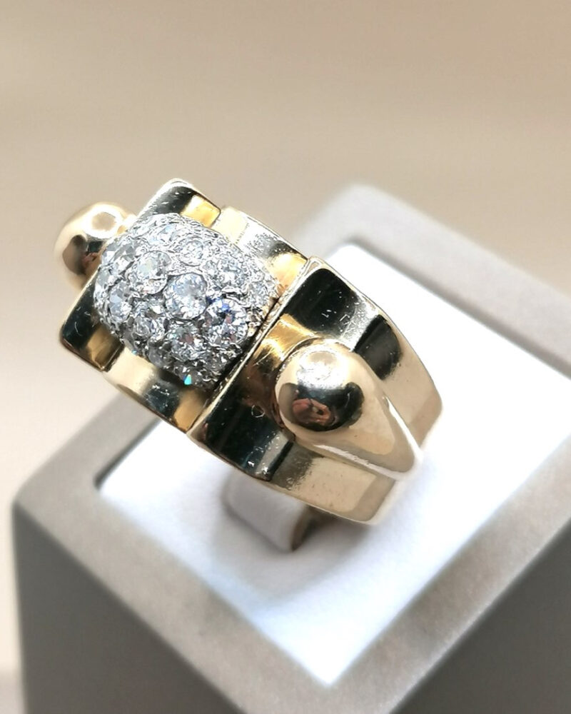 Bague tank diamant or jaune 18 carats