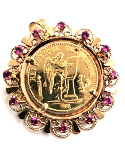 pendentif broche vintage pièce d'or