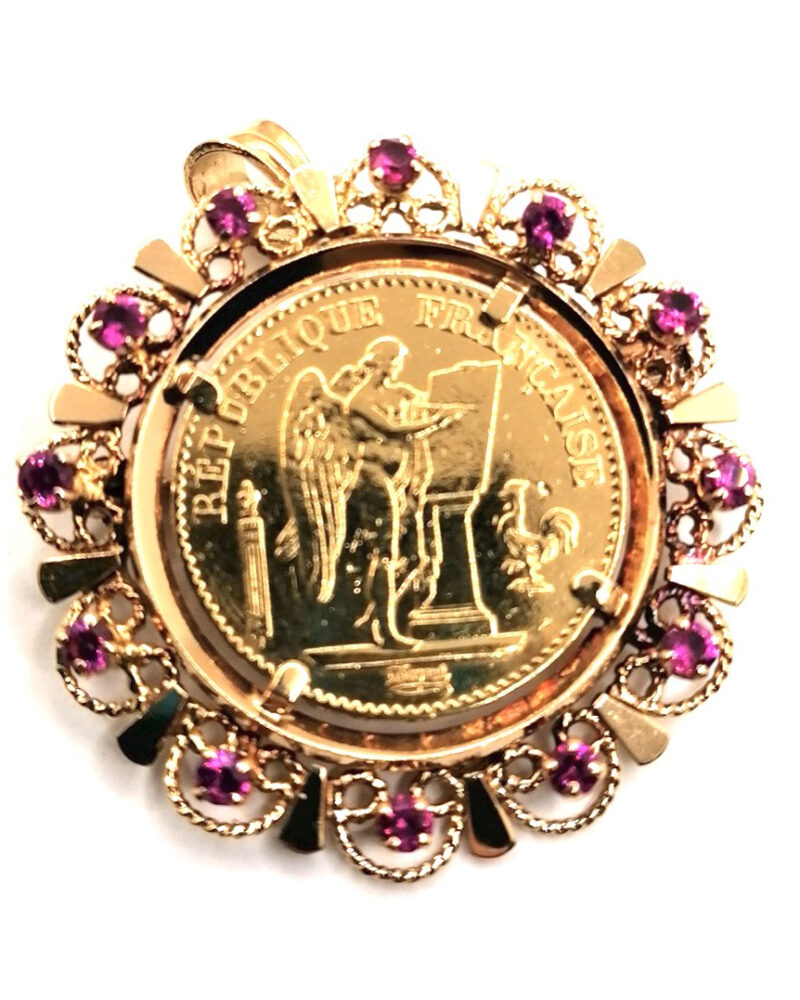 pendentif broche vintage pièce d'or