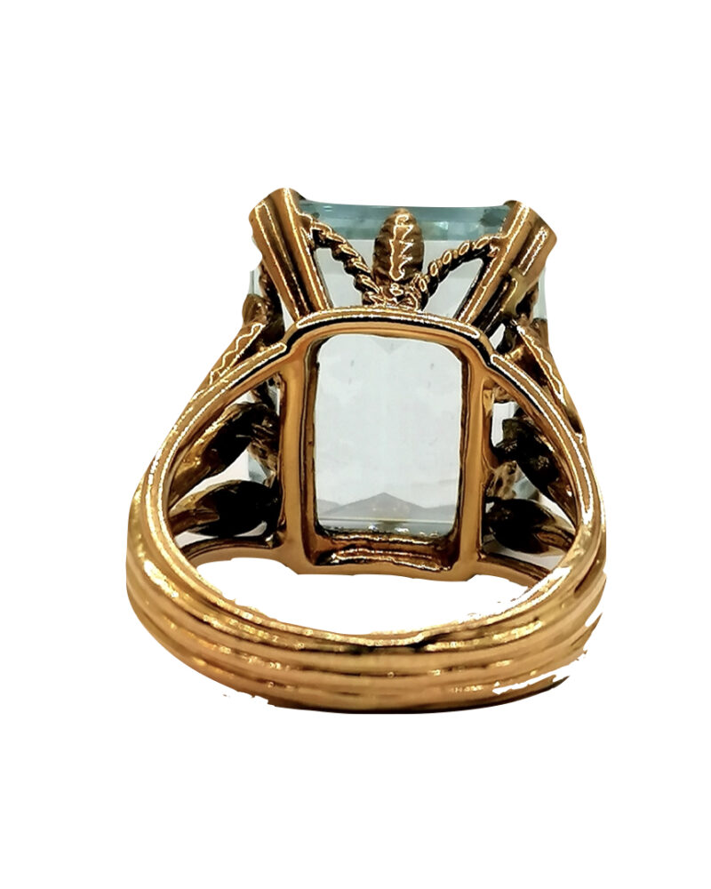 bague vintage or 18k Aigue Marine