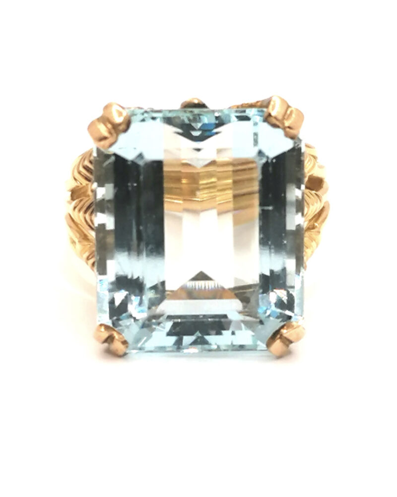 bague vintage or 18k Aigue Marine