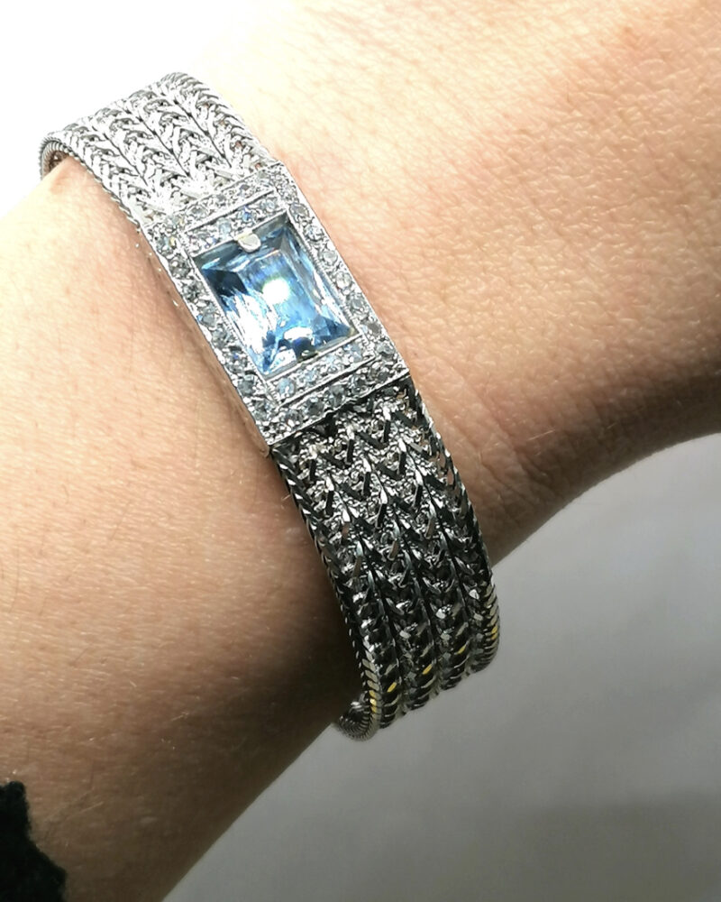 Bracelet luxe occasion pas cher diamants or blanc