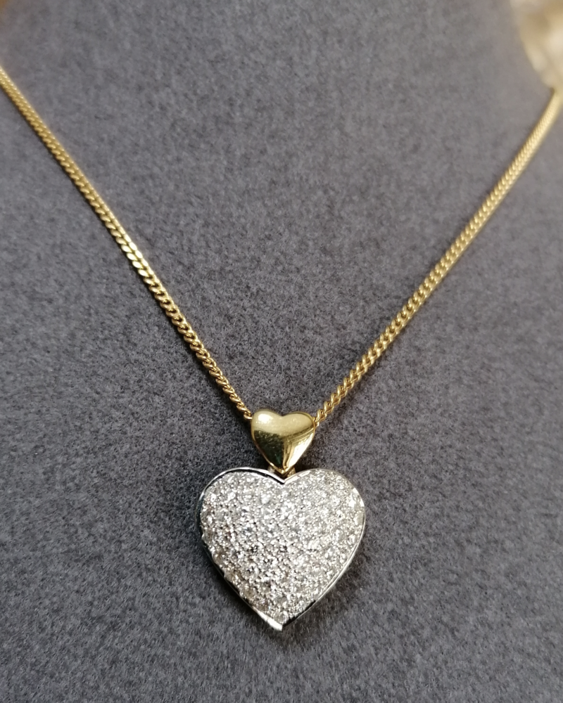 pendentif coeur diamants or 18 carats vannes