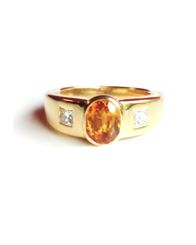 Bague luxe or diamants saphir jaune