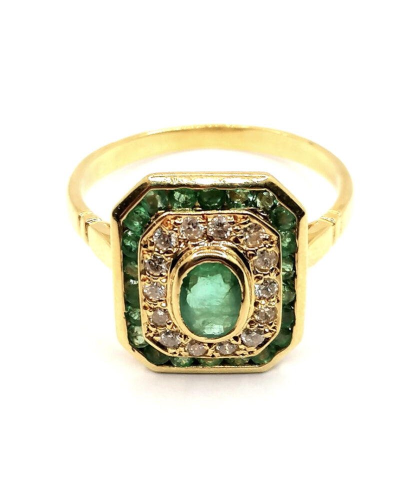 bague vintage carrée émeraudes diamants Vannes Bretagne