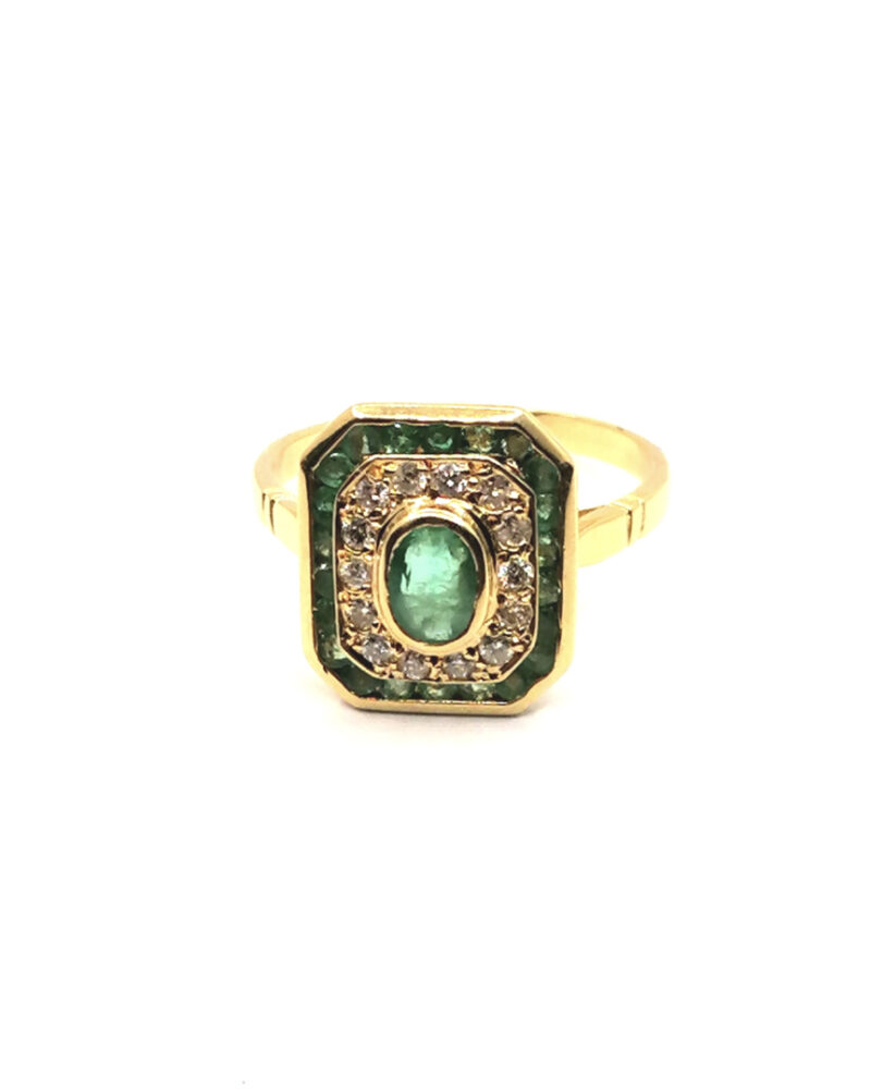 bague vintage carrée émeraudes diamants Vannes Bretagne