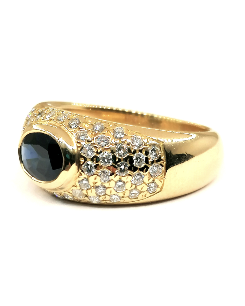 bague luxe or jaune diamants saphir occasion Vannes pas cher