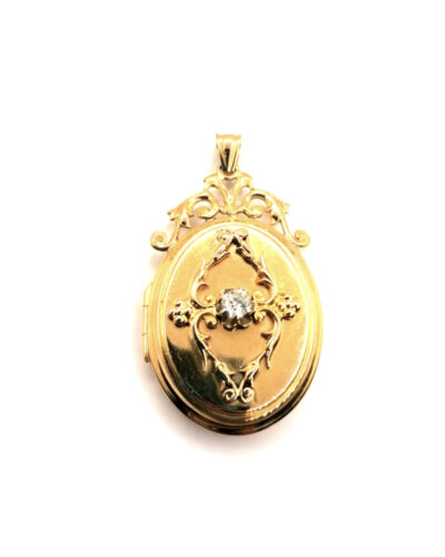 pendentif médaillon ancien or jaune 18k diamant occasion Rouen Paris Vannes Nantes