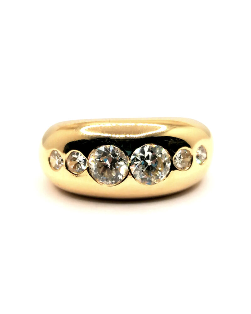 Bague jonc or jaune diamants occasion luxe Rouen Paris Vannes Nantes