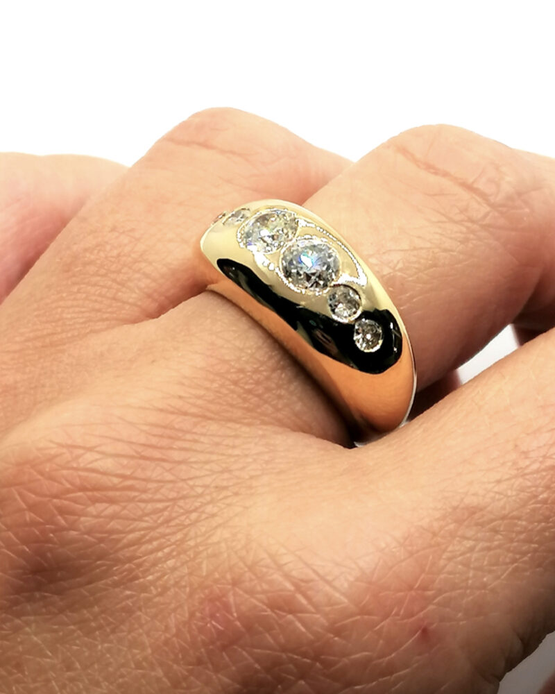 Bague jonc or jaune diamants occasion luxe Rouen Paris Vannes Nantes