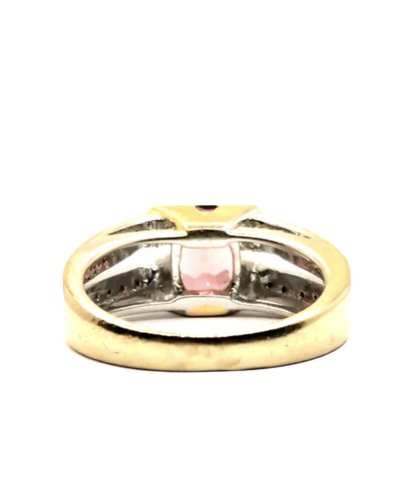 bague saphir rose diamants or jaune 18 carats