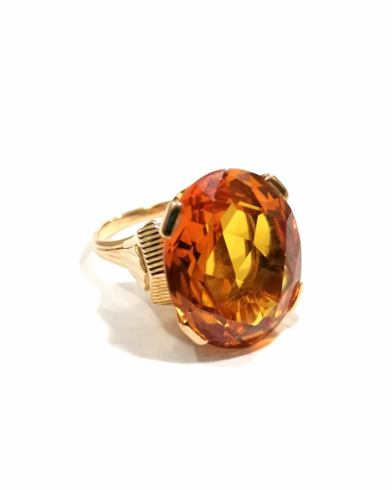 Bague Cocktail citrine vintage or 18k