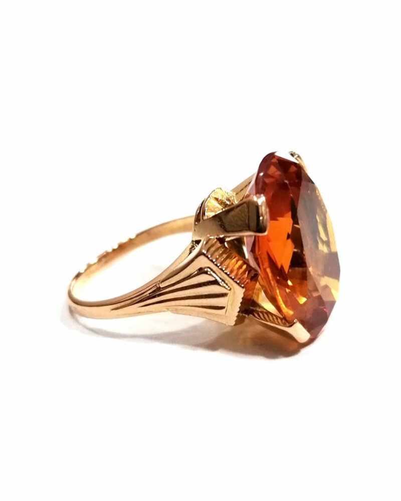 Bague Cocktail citrine vintage or 18k