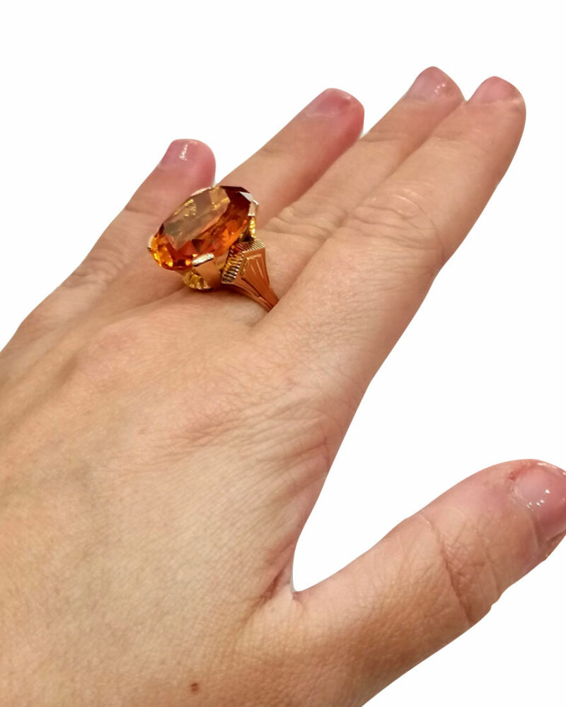 Bague Cocktail citrine vintage or 18k